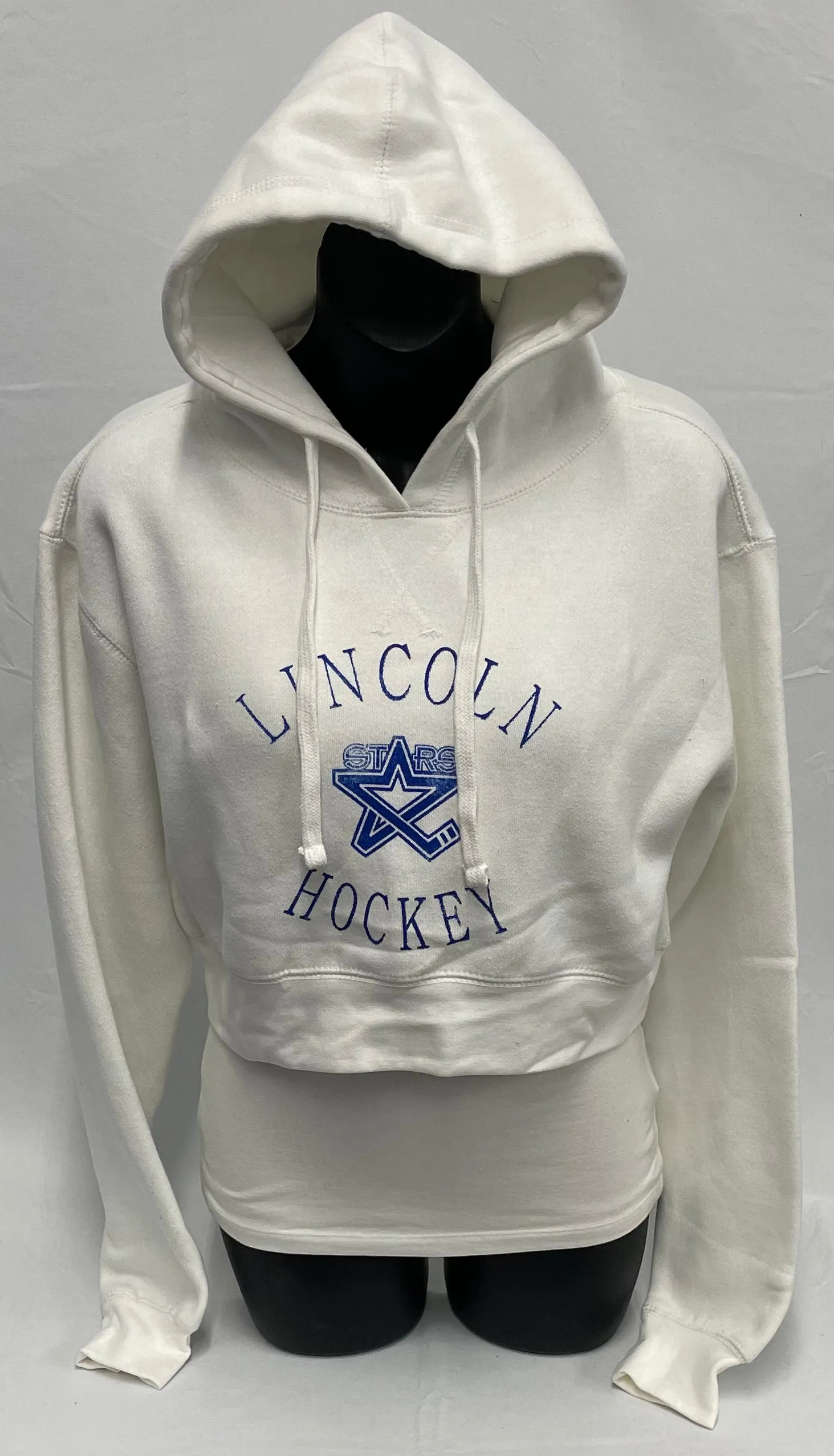 Women's White Lincoln Stars Hockey Cropped Hoodie