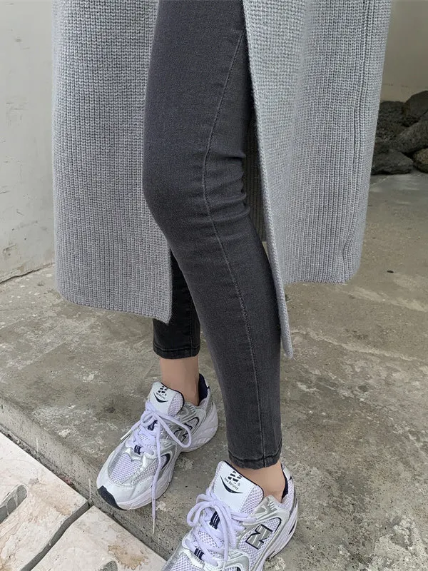xakxx Stylish Long Sleeves Split-Front Solid Color High-Neck Sweater Tops